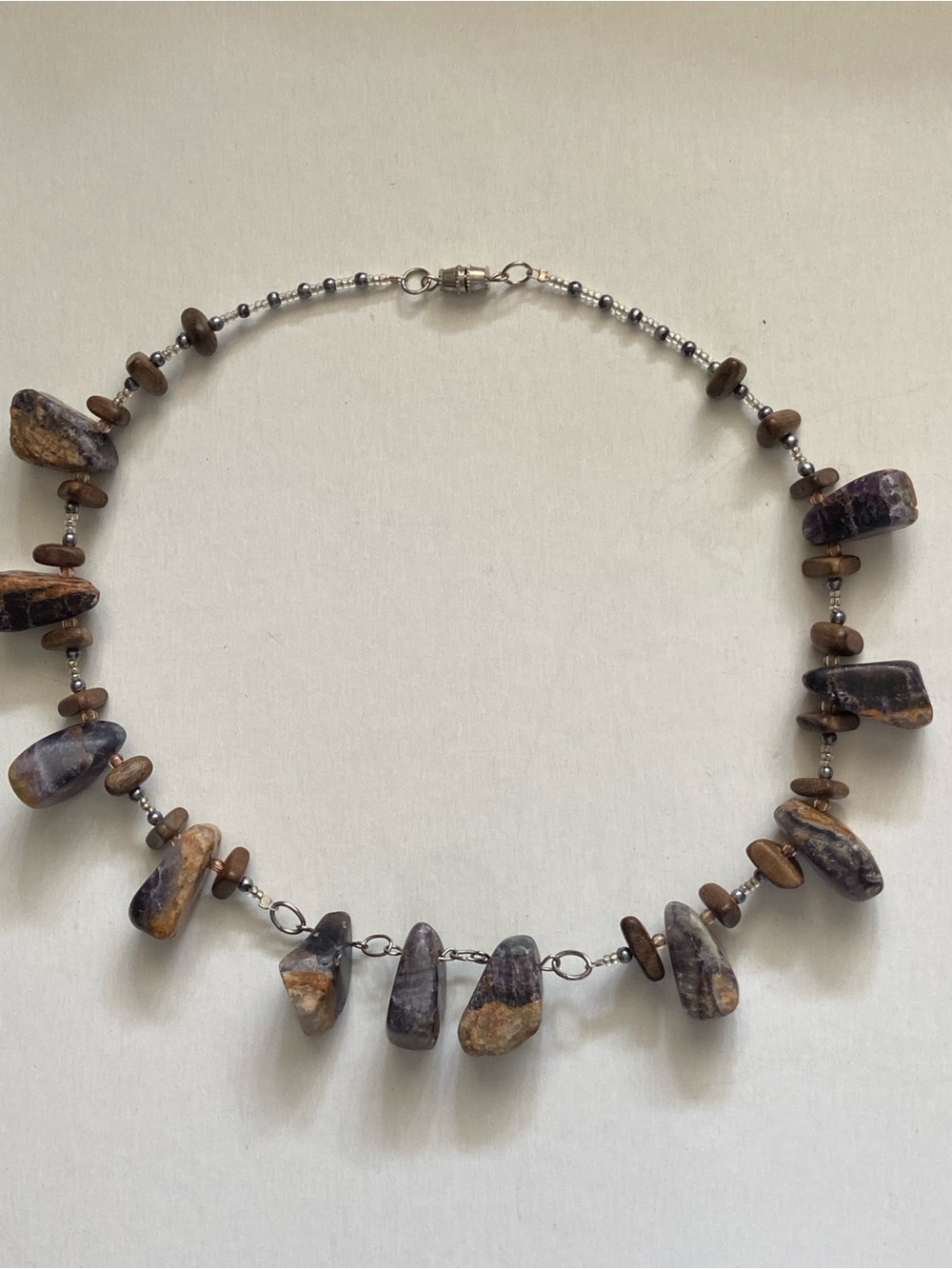 Vintage Necklace 90's Genuine Nugget Agate Stone Beads 17”